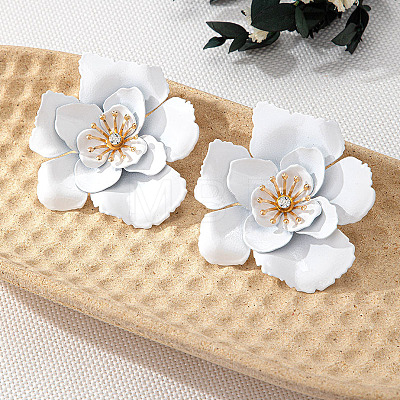 Flower Baking Paint Alloy Stud Earrings FS-WG54A10-03-1