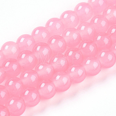 Baking Painted Imitation Jade Glass Round Bead Strands DGLA-Q021-6mm-03-1