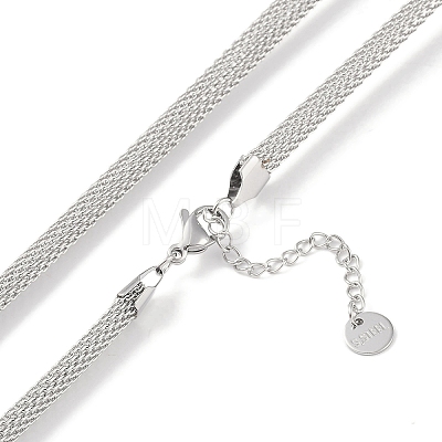 304 Stainless Steel Mesh Chain Necklaces for Women NJEW-C055-04P-1