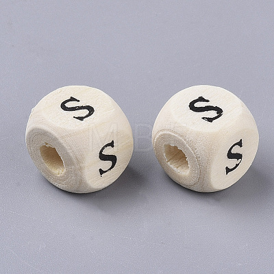 Printed Natural Wood Beads LS-X-WOOD-T026-001S-1