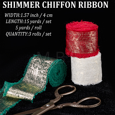 3 Roll 3 Styles Single Face Hot Stamping Polyester Frayed Ribbon OCOR-CP0001-12B-1