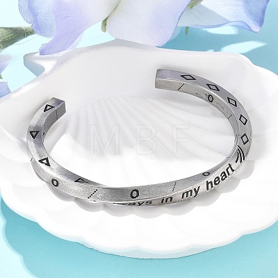 Viking Word Always in My Heart 304 Stainless Steel Enamel Cuff Bangles for Women BJEW-Z092-10P-1