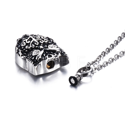 Non-Tarnish Owl Stainless Steel Urn Ashes Pendant Necklace PW-WG90000-01-1