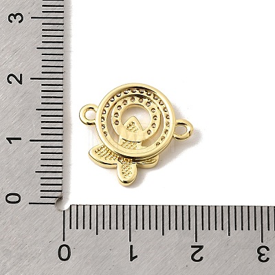 Brass Micro Pave Cubic Zirconia Double Ring with Butterfly Connector Charms KK-A296-24G-1