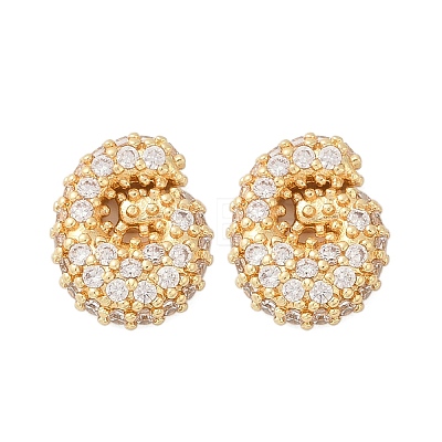 Brass Micro Pave Cubic Zirconia Stud Earrings EJEW-Z091-04G-G-1