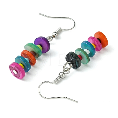 Dyed Shell Dangle Earrings EJEW-JE06083-1