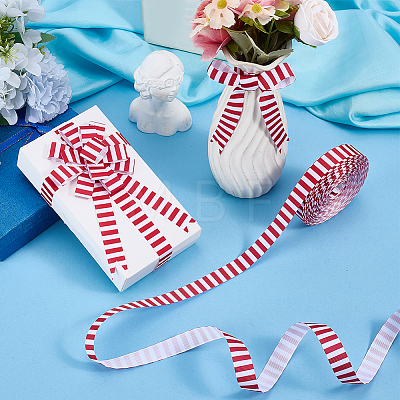 Polyester Stripe Pattern Ribbon OCOR-WH0078-526B-01-1