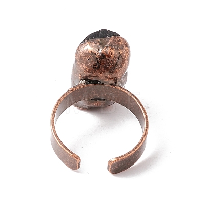 Gemstone Irregular Nugget Open Cuff Ring RJEW-I082-01R-1