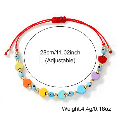 Synthetic Turquoise Heart & Glass Evil Eye Link Bracelets IQ8070-1