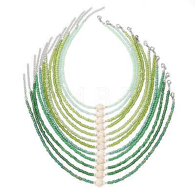 12Pcs 12 Colors Ocean Synthetic Turquoise Turtle with Glass Seed Beaded Necklaces for Women NJEW-JN05946-1