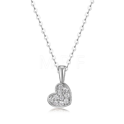 925 Sterling Silver Full Paved 0.22CT Crystal Moissanite Heart Pendant Necklaces for Women TX8783-1