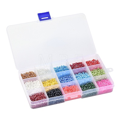180G 15 Colors Glass Seed Beads SEED-JQ0003-01D-3mm-1