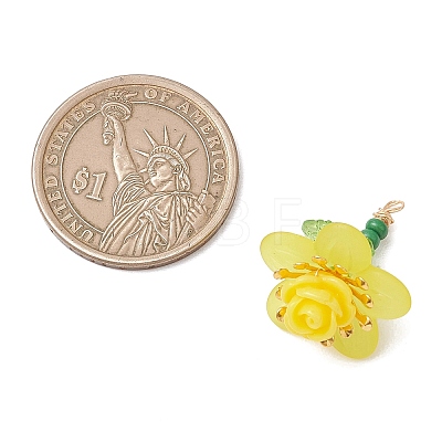 Glass Seed Beaded Rose Flower Pendants PALLOY-MZ01231-03-1