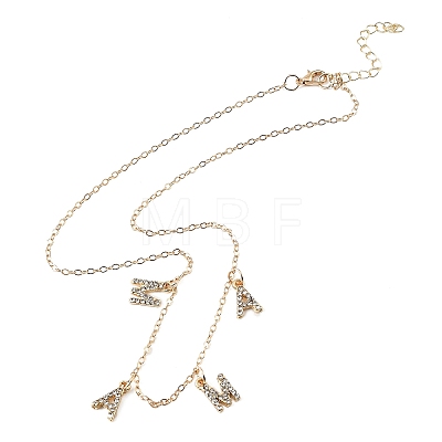 Mother's Day Alloy Crystal Rhinestone Letter MAMA Pendant Necklaces for Women NJEW-Z117-02G-1