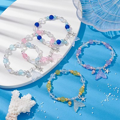 Glass & ABS Plastic Imitation Pearl Beaded Stretch Bracelet BJEW-JB09747-1