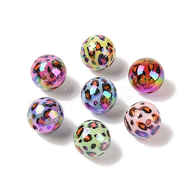 10Pcs UV Plating Colours Acrylic Beads OACR-S146-01L-1