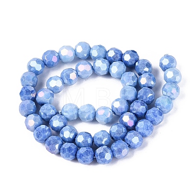 Anti-Tarnish Electroplate Glass Beads Strands EGLA-ZX010-8mm-09-1