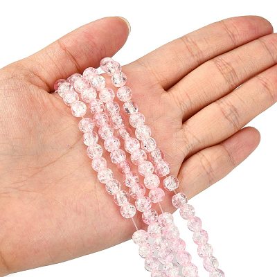 Spray Painted Crackle Glass Beads Strands CCG-Q002-6mm-01-1
