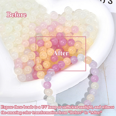280Pcs Transparent Glass UV Reactive Beads DGLA-PA0001-10B-1