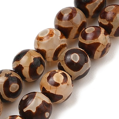 Natural Tibetan 3-Eye dZi Agate Beads Strands G-A240-A02-01-1