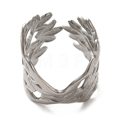 304 Stainless Steel Open Cuff Ring RJEW-C068-06B-P-1