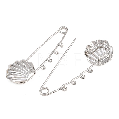 Shell Shape 304 Stainless Steel Safety Pins Brooch Findings SA-CBA098D-16F-P04-1