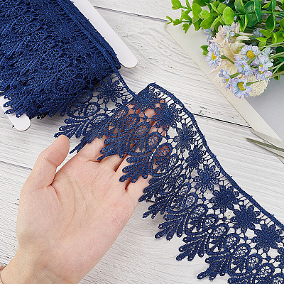 GOMAKERER 7.5 Yards Polyester Flower Lace Ribbon DIY-GO0001-77-1