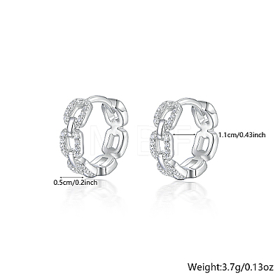 Rhodium Plated 925 Sterling Silver Micro Pave Cubic Zirconia Hoop Earrings KY3398-1-1