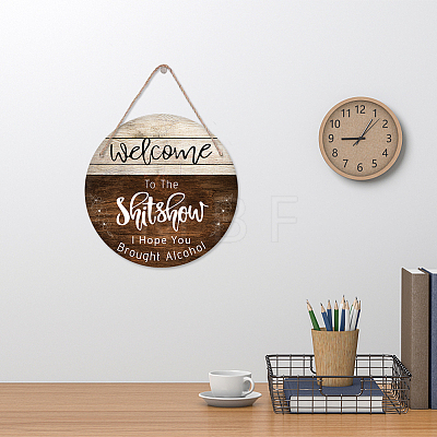 Wooden Hanging Plate HJEW-WH0027-002-1