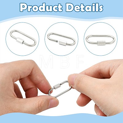 8Pcs 4 Styles 304 Stainless Steel Screw Carabiner Lock Charms STAS-FS0002-38-1