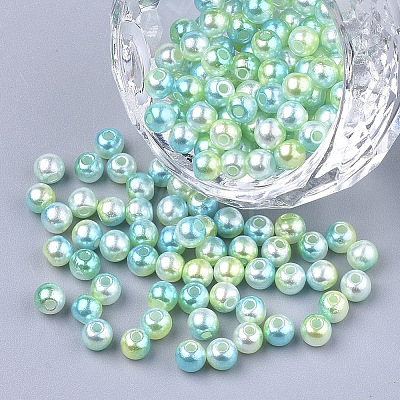Rainbow ABS Plastic Imitation Pearl Beads X1-OACR-Q174-8mm-03-1