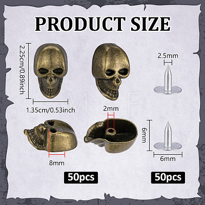 50Pcs Skull Alloy Rivets FIND-PH0062-01A-1