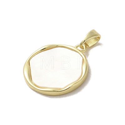 Brass Pave Shell Pendants KK-I708-13B-G-1