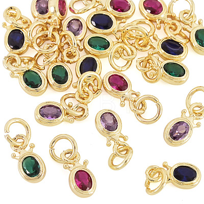 20Pcs 4 Colors Brass Cubic Zirconia Charms KK-TA0009-13C-1