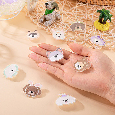 9Pcs 9 Styles Cartoon Dog Acrylic Brooch JEWB-TA0001-38-1
