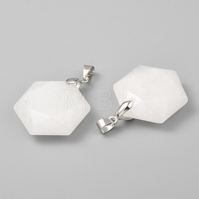 Faceted Natural White Jade Pendants X-G-F340-03O-1