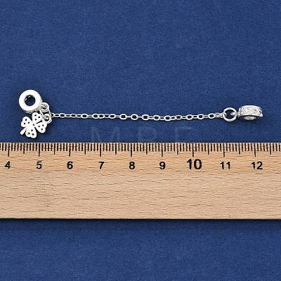 Brass Pave Clear Cubic Zirconia European Safety Chains with Charms KK-L236-16A-S-1