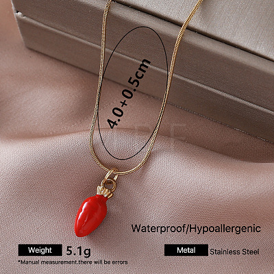 Vintage 304 Stainless Steel Enamel Pendant Necklaces for Women TA1970-3-1