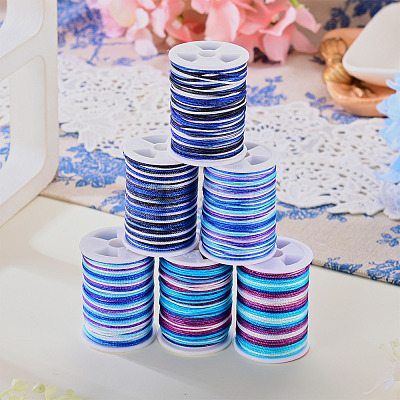 6Rolls 6 Styles Segment Dyed Polyester Thread NWIR-TA0001-47C-1