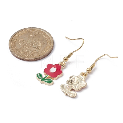Flower Zinc Alloy Enamel Dangle Earrings EJEW-JE05291-1