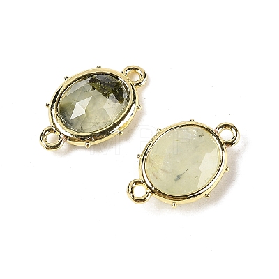 Natural Prehnite Faceted Oval Connector Charms G-I382-04G-01-1