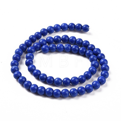 Synthetic Lapis Lazuli Dyed Round Bead Strands G-P070-41-6mm-1-1