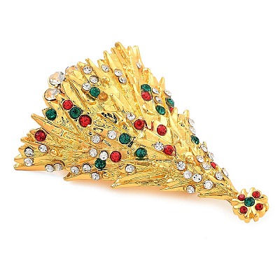 Christmas Theme Alloy Colorful Rhinestone Brooches JEWB-S022-02D-G-1