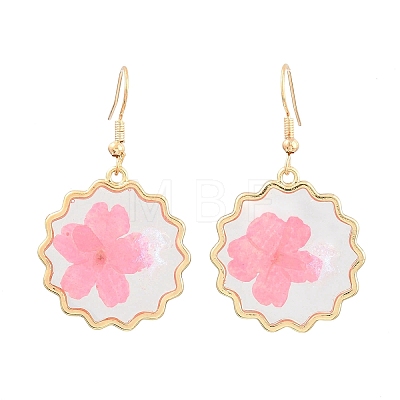 Alloy & Dried Flower Dangle Earrings AL-Z001-03G-1