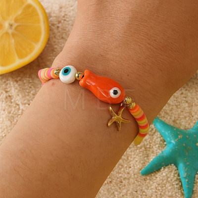 Porcelain Fish & Starfish Charms Bracelet CM3772-1