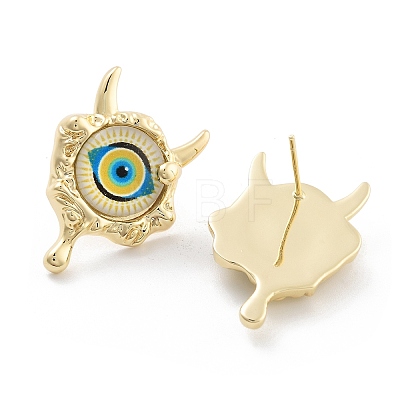 Rack Plating Eye Brass Stud Earrings EJEW-C108-08G-02-1