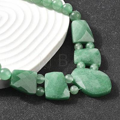 Natural Green Aventurine Faceted Bib Graduated Beaded Necklaces for Women NJEW-B128-01K-1
