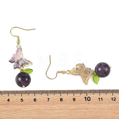 304 Stainless Steel & Natural Lapis Lazuli/Green Aventurine/Rose Quartz/Amethyst Dangle Earrings EJEW-JE07495-1