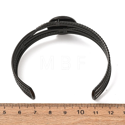 304 Stainless Steel Multi-strand Cuff Bracelet Blanks with Flat Round Bezel Settings SA-CBA4160-01C-EB-1