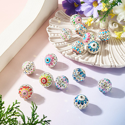 15Pcs Brass Enamel Beads KK-TA0009-20P-1
